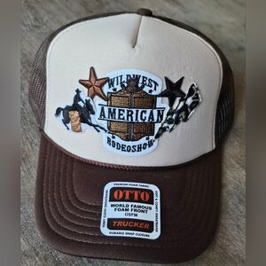NWT OTTO Brown And Tan Snapback Trucker Hat with Wild West Embroidered Patches